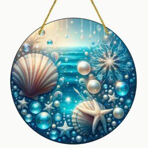 Sun Catcher,  Underwater Ocean Scene- Clam Shell and Pearls. NIP/NWT (Scene 1)